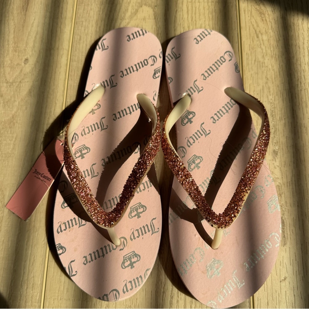 Pink Sparkly Juicy Couture Vintage Flip Flops
